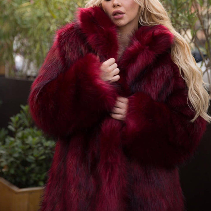 Ladies Luxurious Faux Fur Coat with Voluminous Sleeves Mune