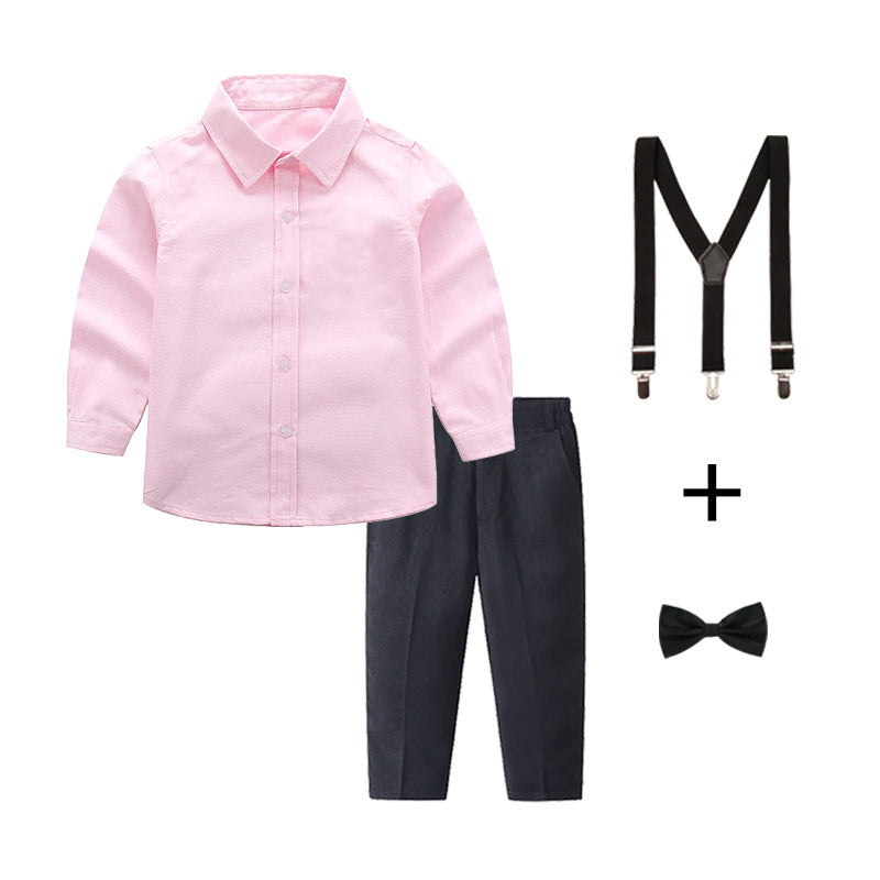 Women elegant outfit set with shirt, pants, suspenders and tie Mune Fashion