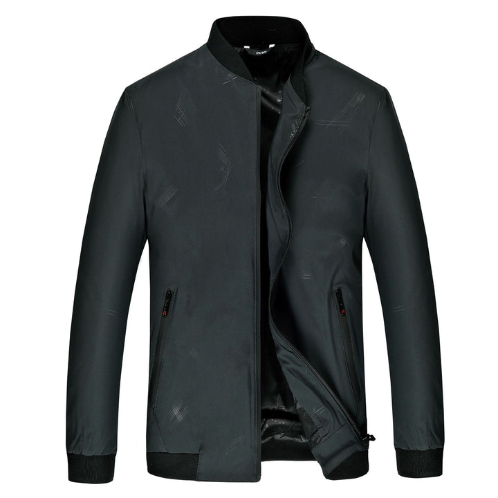 Men's Lightweight Zip Jacket with Textured Print, Water-Repellent Surface, and Ribbed Cuffs Mune Fashion