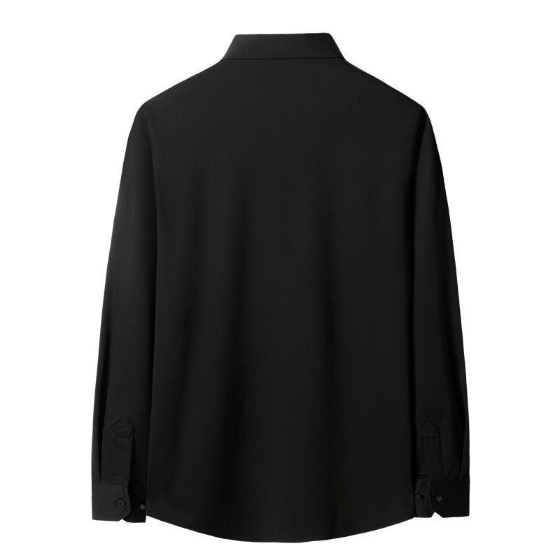 Men's Elegant Long-Sleeved Shirt with Chest Pocket and Kent Collar Mune Fashion