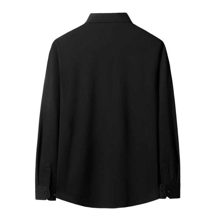 Men's Elegant Long-Sleeved Shirt with Chest Pocket and Kent Collar Mune Fashion