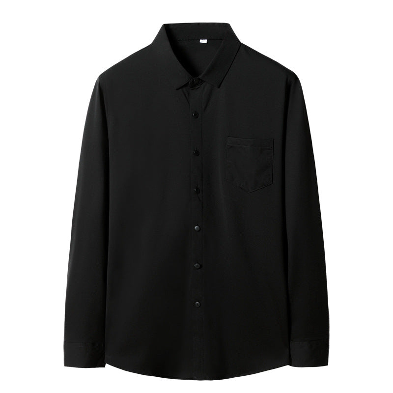 Men's Elegant Long-Sleeved Shirt with Chest Pocket and Kent Collar Mune Fashion