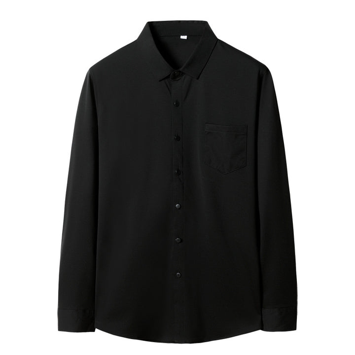 Men's Elegant Long-Sleeved Shirt with Chest Pocket and Kent Collar Mune Fashion