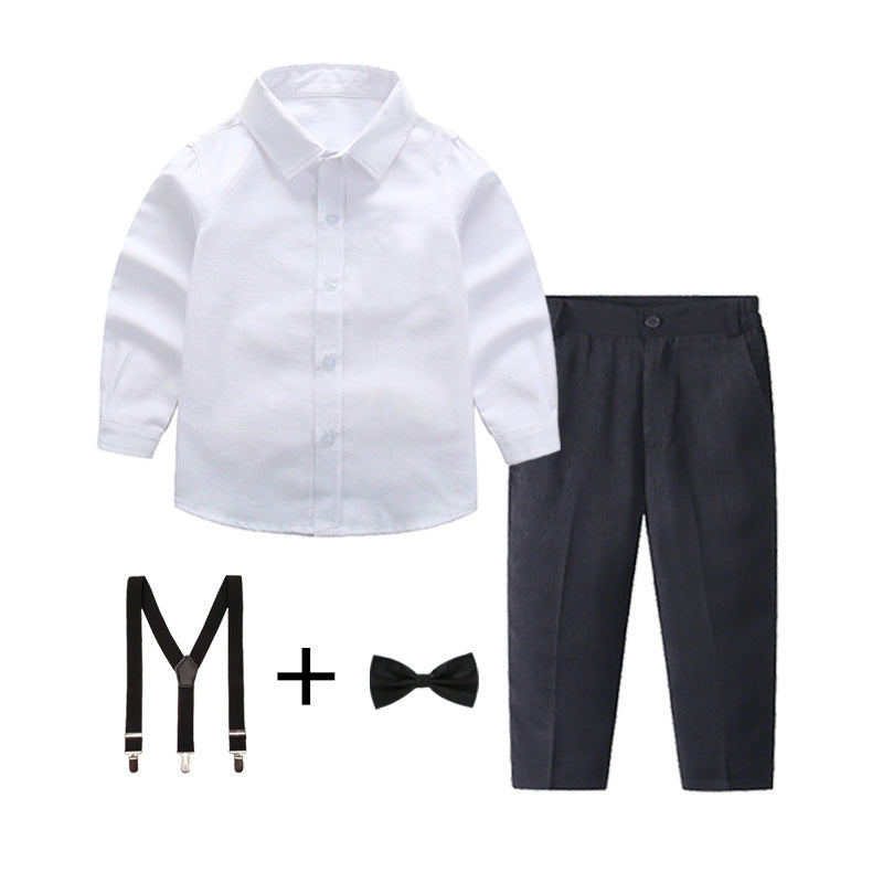 Women elegant outfit set with shirt, pants, suspenders and tie Mune Fashion
