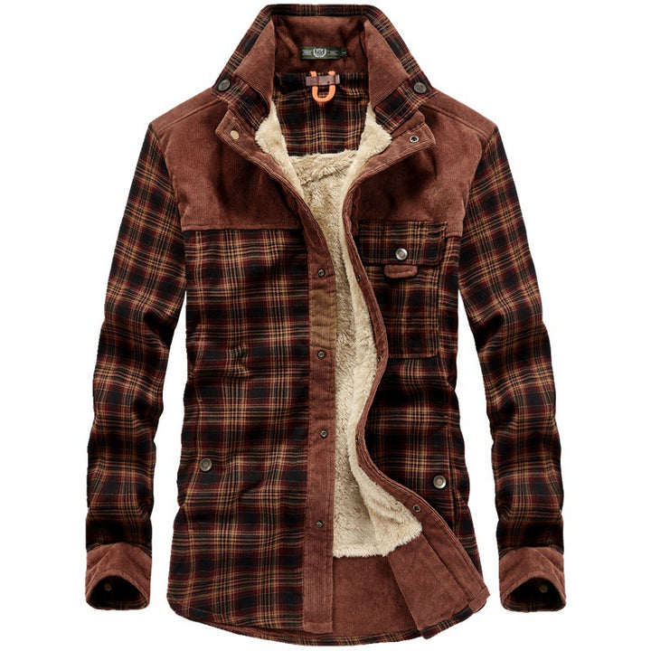Men's Cozy Flannel Jacket with Teddy Lining Mune Fashion