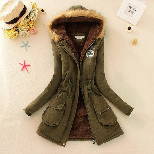 Women nan longer thermal parka with cuddly teddy inner lining, removable faux fur hood and drawstring waist Mune Fashion