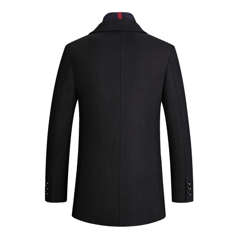 Men's single-breasted short coat made of wool blend with quilted inner lining and classic lapel Mune Fashion