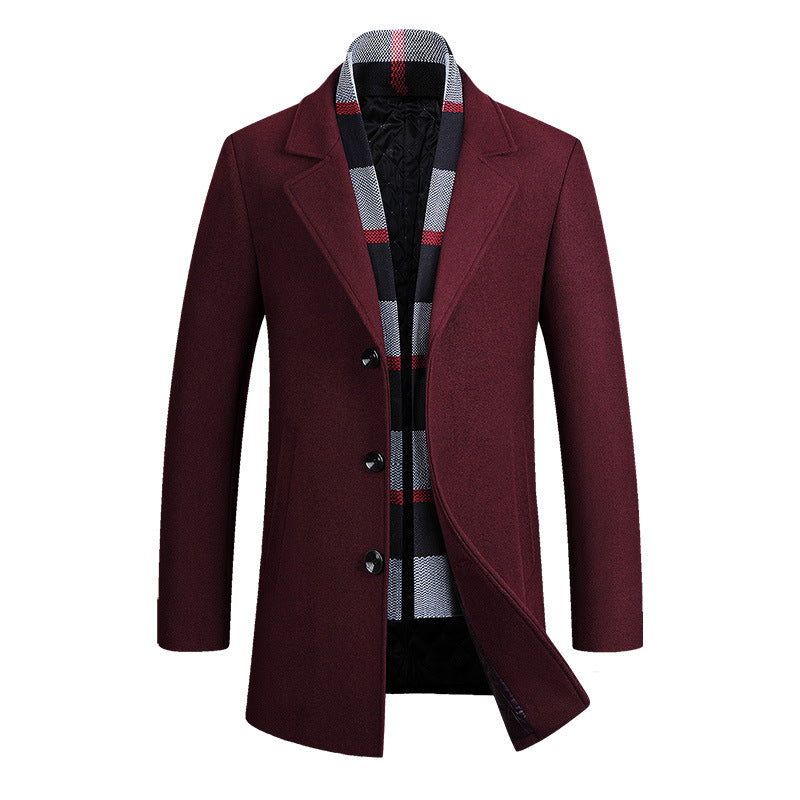 Men's single-breasted short coat made of wool blend with quilted inner lining and classic lapel Mune Fashion