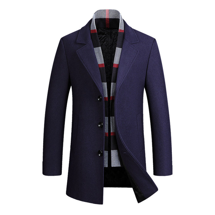 Men's single-breasted short coat made of wool blend with quilted inner lining and classic lapel Mune Fashion