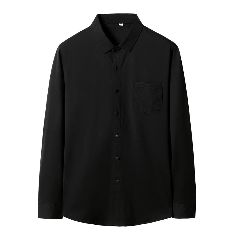 Men's Elegant Long-Sleeved Shirt with Chest Pocket and Kent Collar Mune Fashion