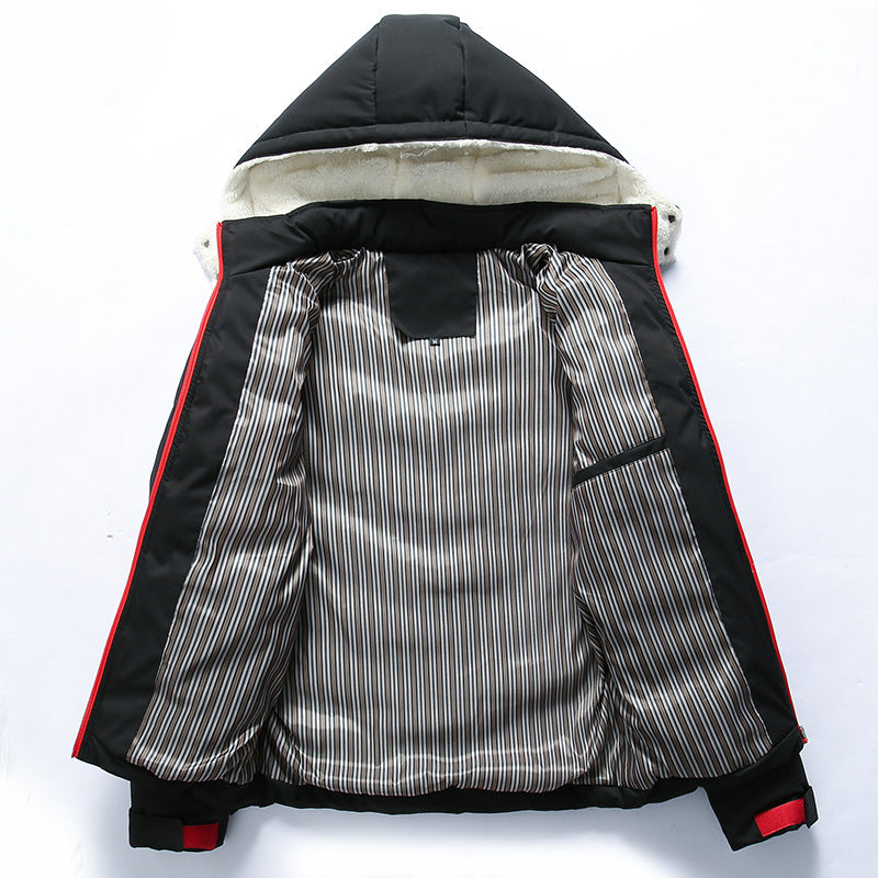Men's padded jacket with teddy fur hood and chevron quilting Mune Fashion
