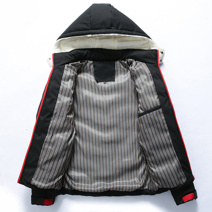 Men's padded jacket with teddy fur hood and chevron quilting Mune Fashion