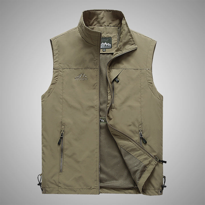 Men's Breathable Softshell Outdoor Vest with Mesh Lining and Multiple Zippers Mune Fashion