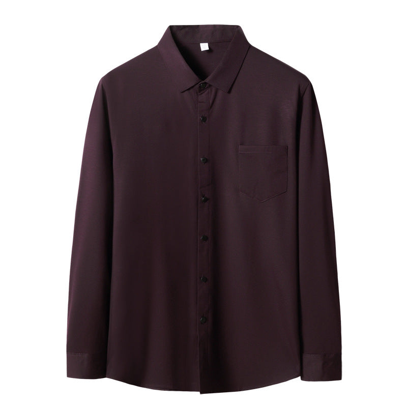 Men's Elegant Long-Sleeved Shirt with Chest Pocket and Kent Collar Mune Fashion