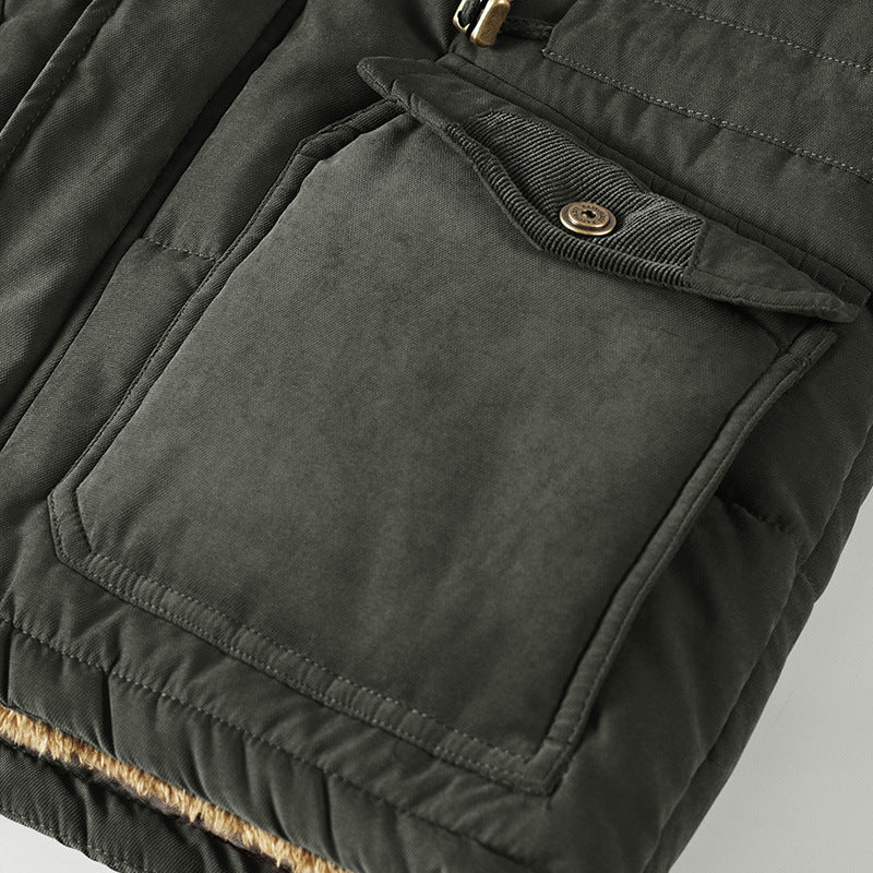 Men's padded parka with hood and teddy lining multi-pocket Mune Fashion