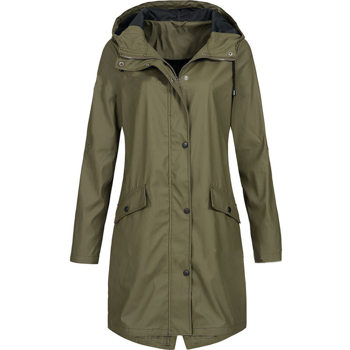 Women's waterproof long raincoat with hood and tailored fit Mune Fashion