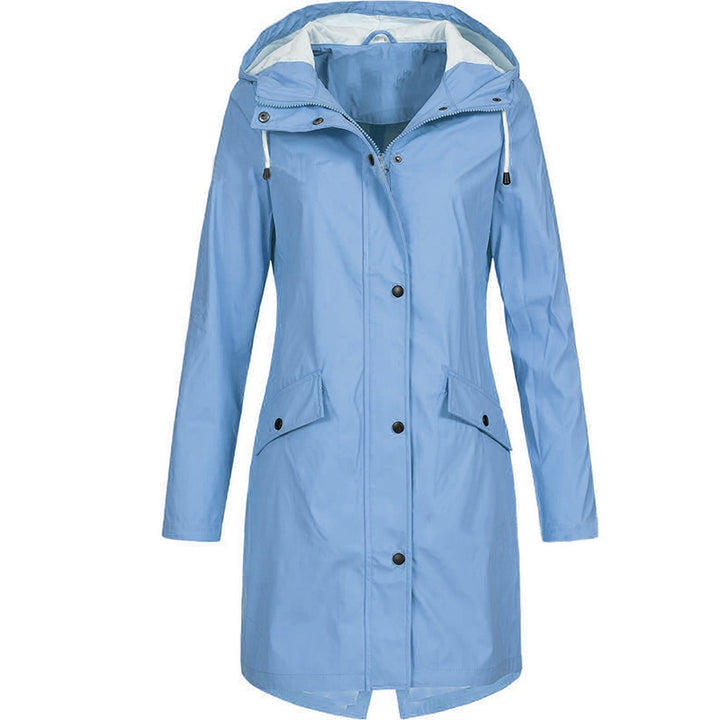 Women's waterproof long raincoat with hood and tailored fit Mune Fashion