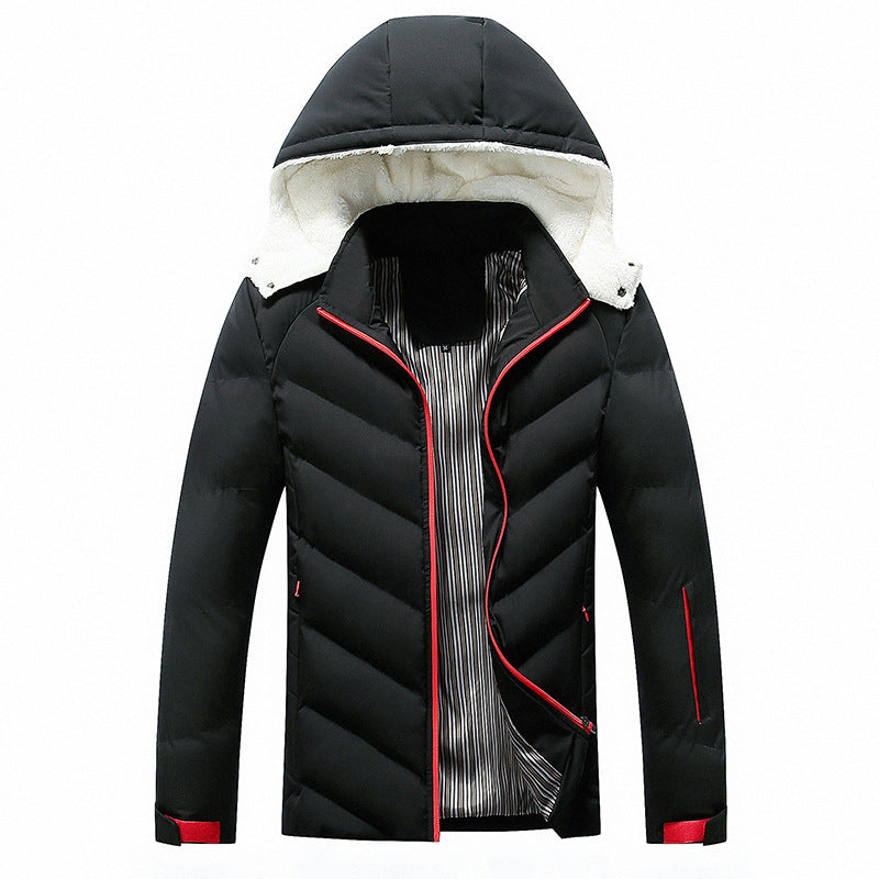 Men's padded jacket with teddy fur hood and chevron quilting Mune Fashion