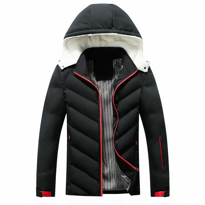 Men's padded jacket with teddy fur hood and chevron quilting Mune Fashion