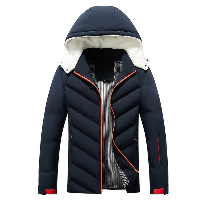 Men's padded jacket with teddy fur hood and chevron quilting Mune Fashion
