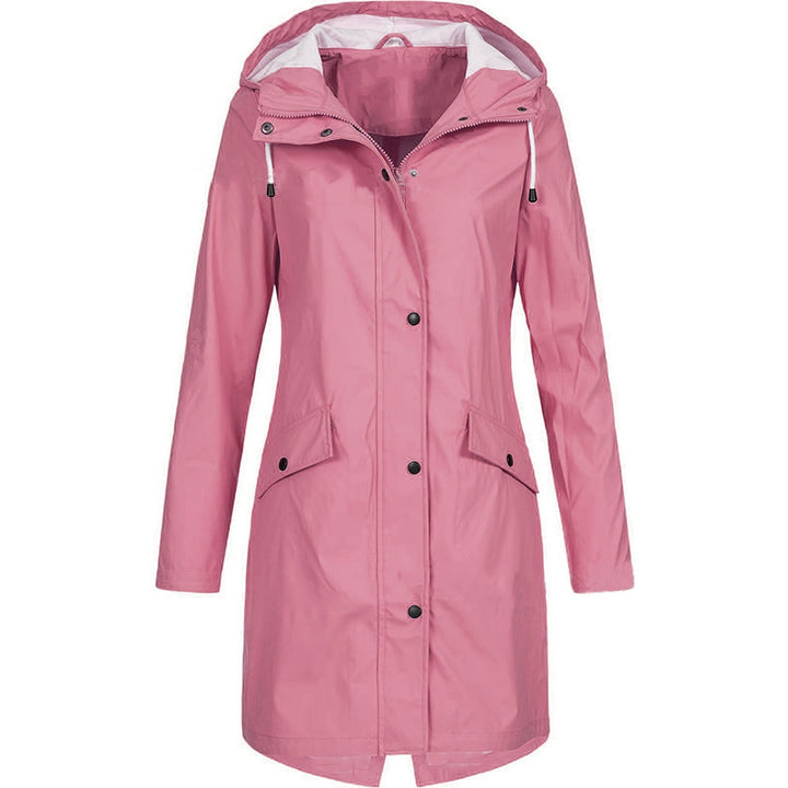 Women's waterproof long raincoat with hood and tailored fit Mune Fashion