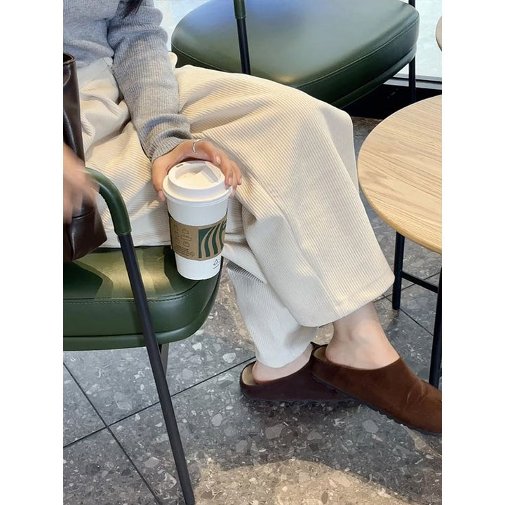 Padded corduroy casual pants for women, carrot cut