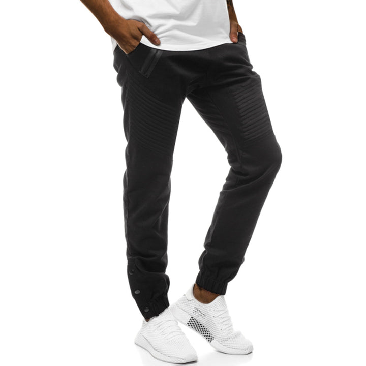 Men's Tech Jogger Pants with Padded Knee Panels, Elastic Drawstring and Snap Cuff Mune Fashion
