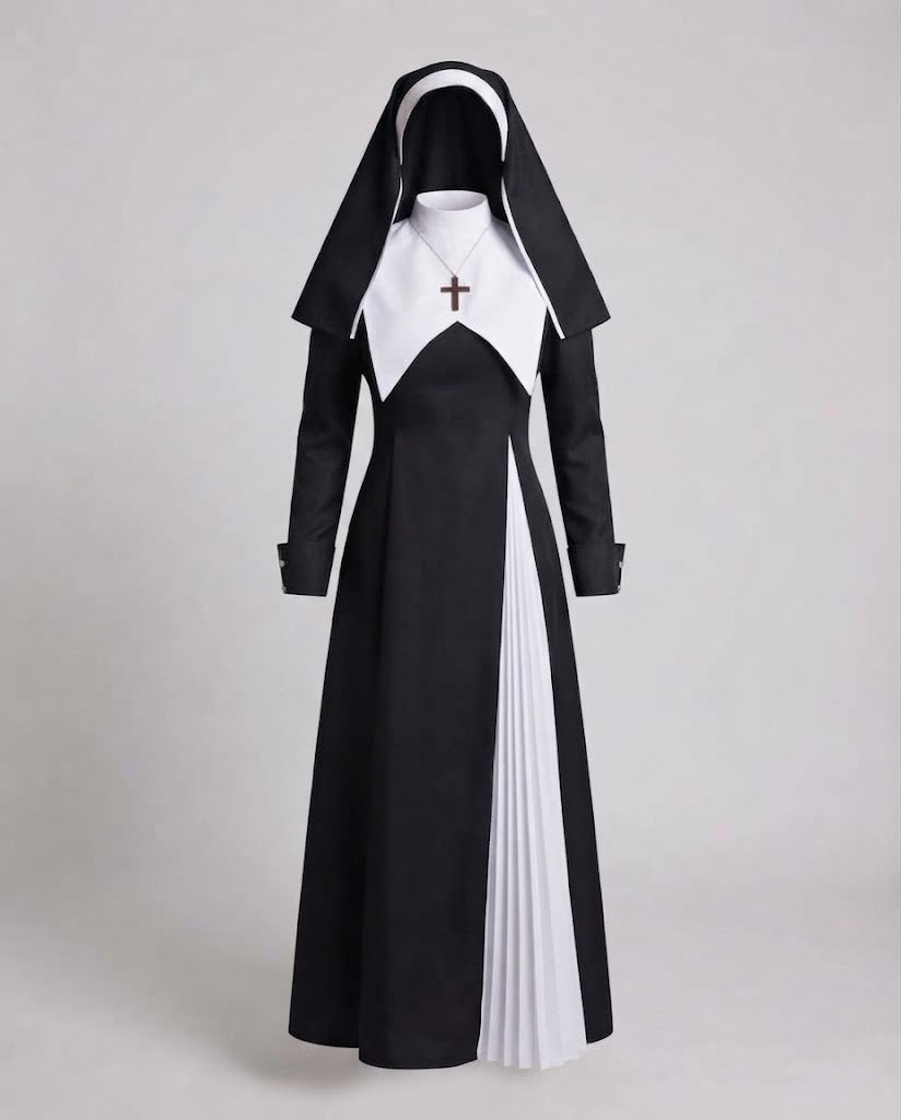Women's Nun Costume with Cross and Hood Mune Fashion