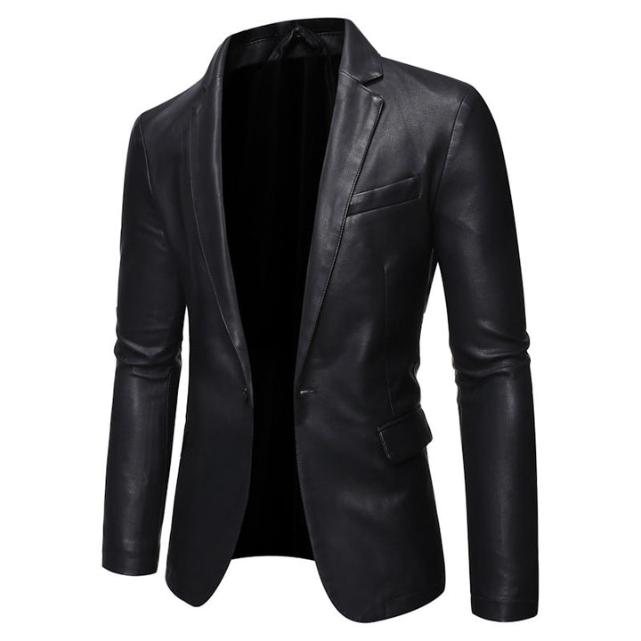 Men's Elegant Faux Leather Jacket with Modern Fit Mune