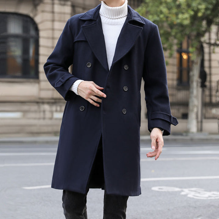 Men's Double-Breasted Wool Coat with Shawl Collar and Tailored Silhouette Mune Fashion