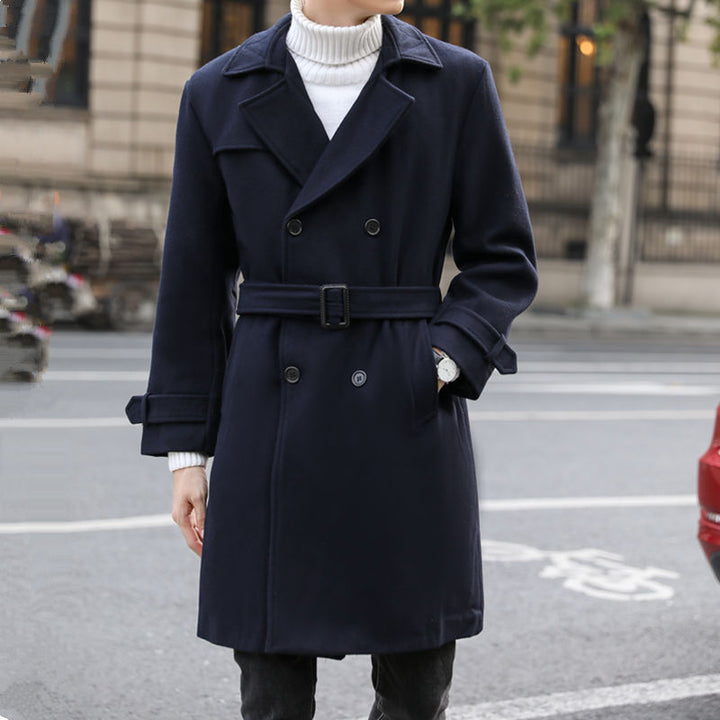 Men's Double-Breasted Wool Coat with Shawl Collar and Tailored Silhouette Mune Fashion