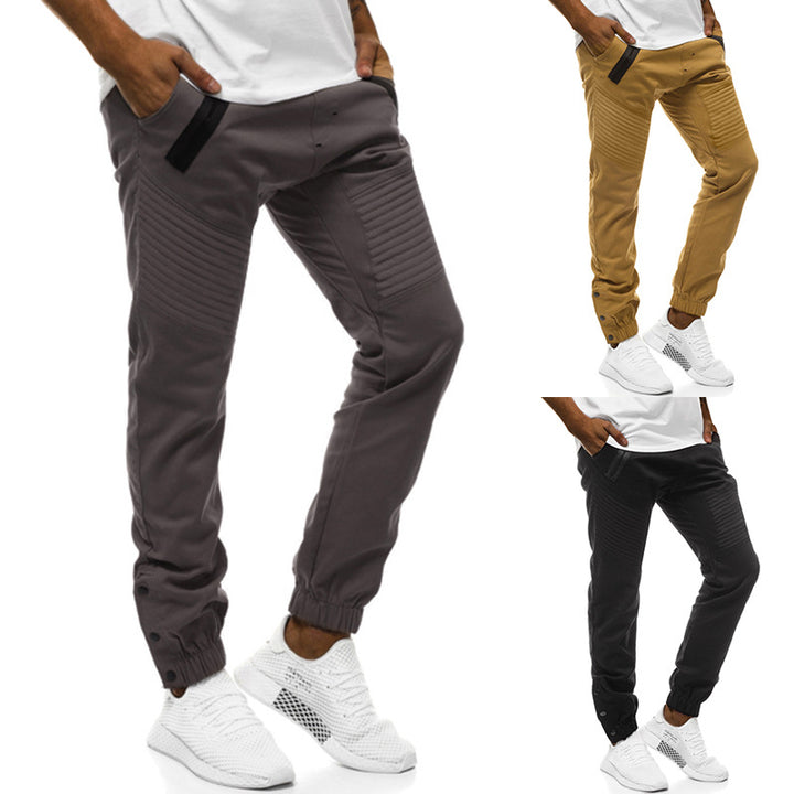 Men's Tech Jogger Pants with Padded Knee Panels, Elastic Drawstring and Snap Cuff Mune Fashion
