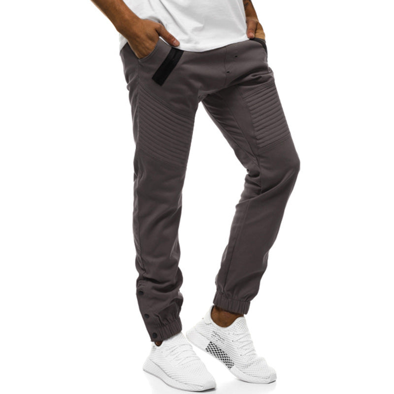 Men's Tech Jogger Pants with Padded Knee Panels, Elastic Drawstring and Snap Cuff Mune Fashion