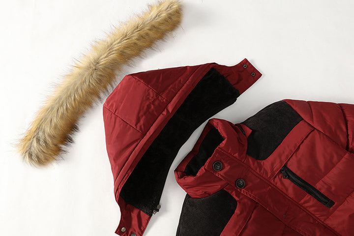 Men's Warm Winter Jacket with Removable Faux Fur Collar Mune Fashion