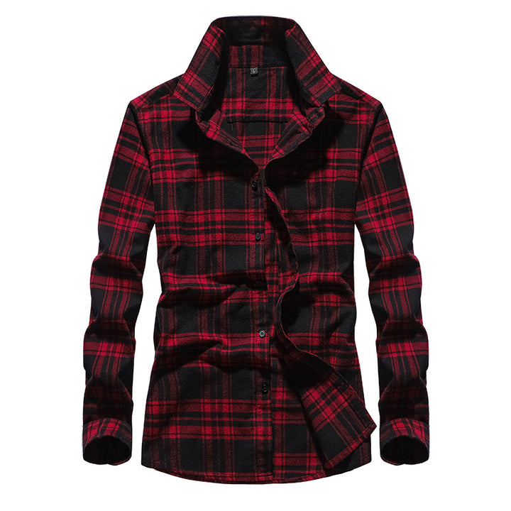 Men's checked flannel shirt with Kent collar and full button placket Mune Fashion