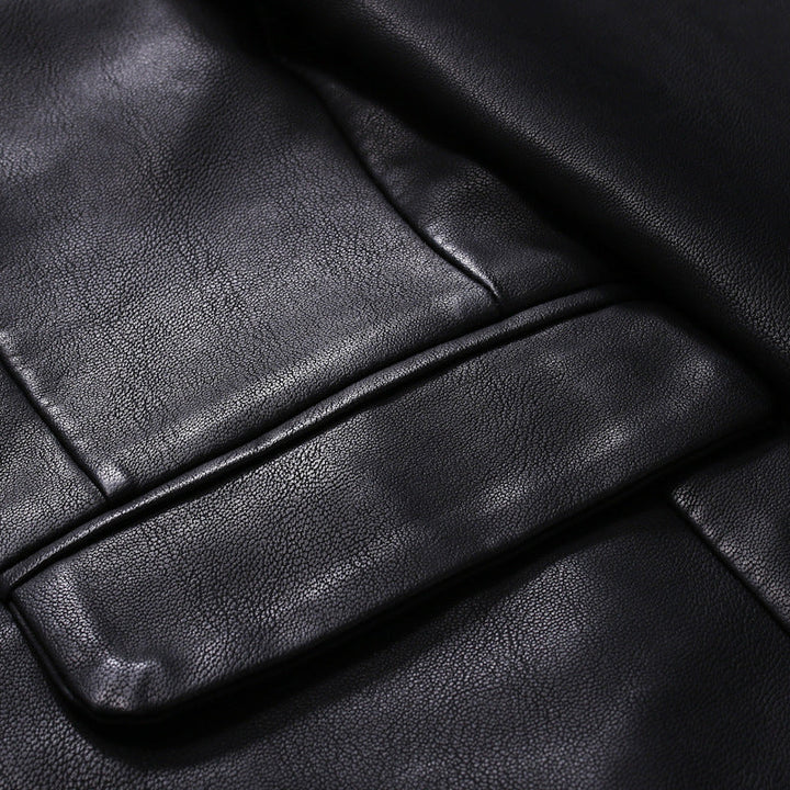 Men's Elegant Faux Leather Jacket with Modern Fit Mune
