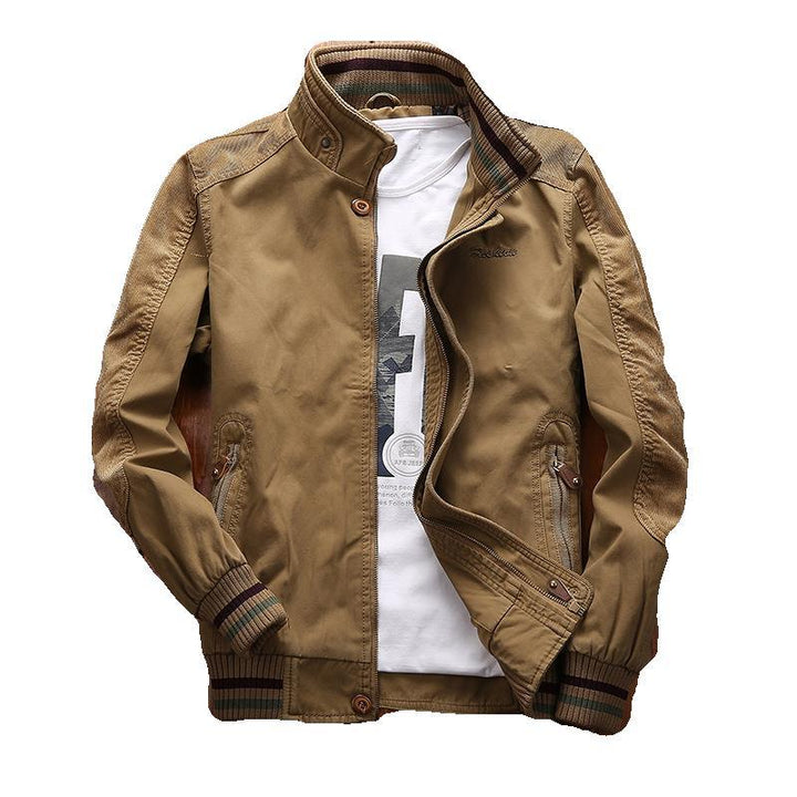 Men's transitional bomber jacket with corduroy trim, stand-up collar & ribbed cuffs Mune Fashion