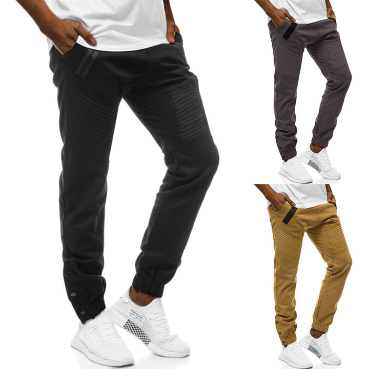 Men's Tech Jogger Pants with Padded Knee Panels, Elastic Drawstring and Snap Cuff Mune Fashion