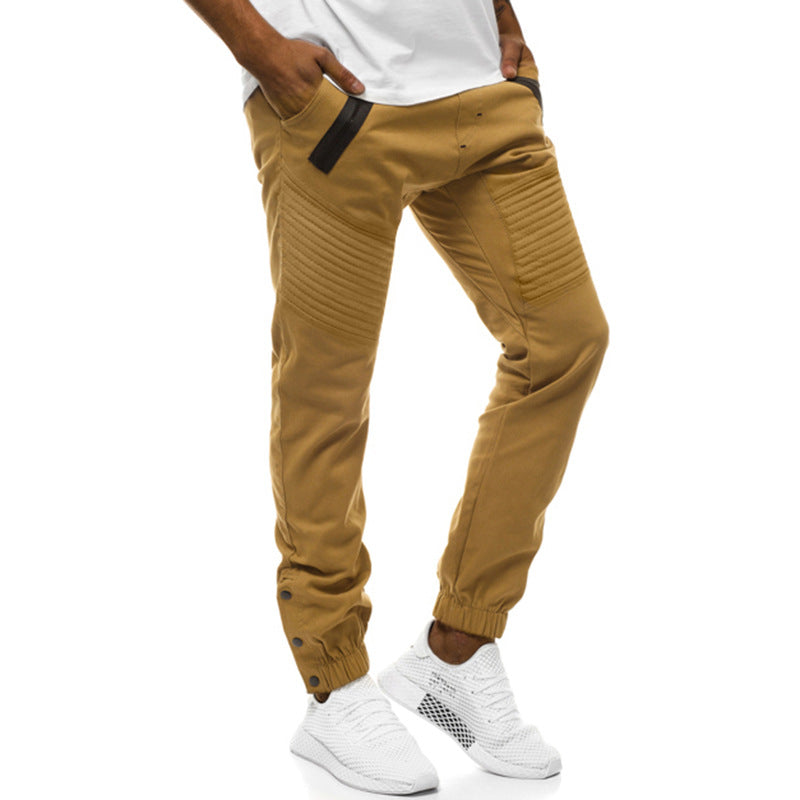 Men's Tech Jogger Pants with Padded Knee Panels, Elastic Drawstring and Snap Cuff Mune Fashion