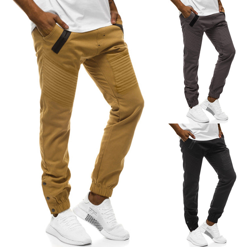 Men's Tech Jogger Pants with Padded Knee Panels, Elastic Drawstring and Snap Cuff Mune Fashion
