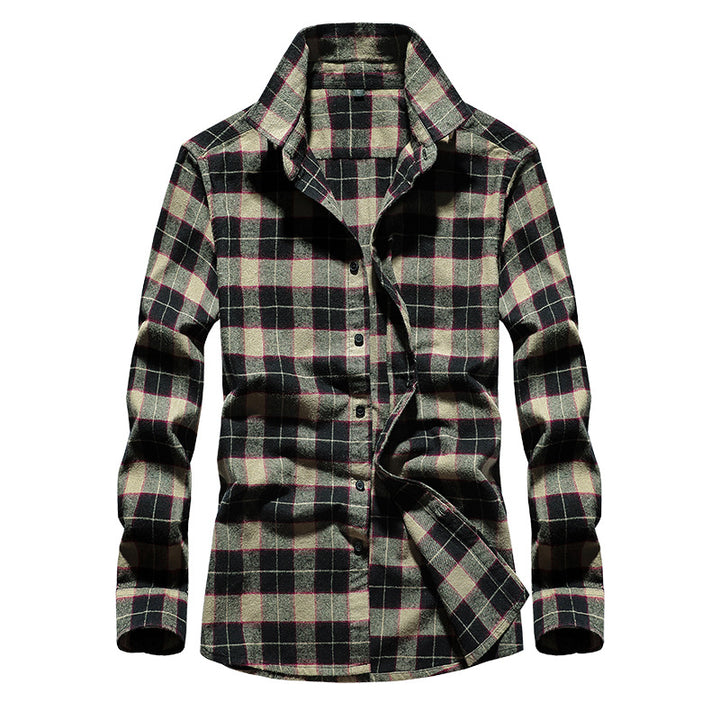 Men's checked flannel shirt with Kent collar and full button placket Mune Fashion