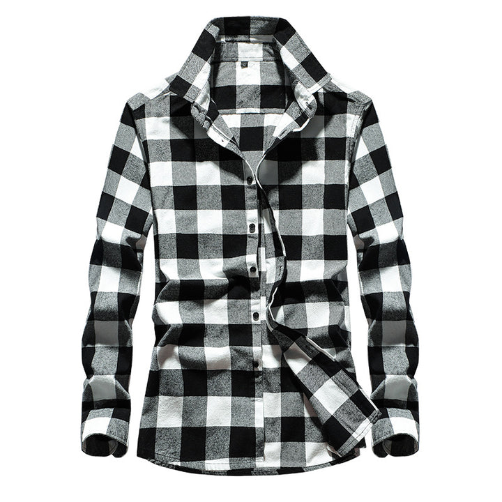 Men's checked flannel shirt with Kent collar and full button placket Mune Fashion