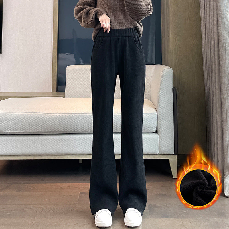Women's corduroy flared pants, lined, autumn and winter