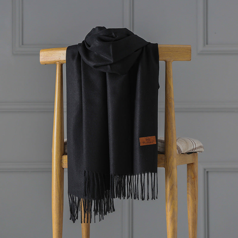Cashmere scarf with fringes, 70x200 cm, thickened