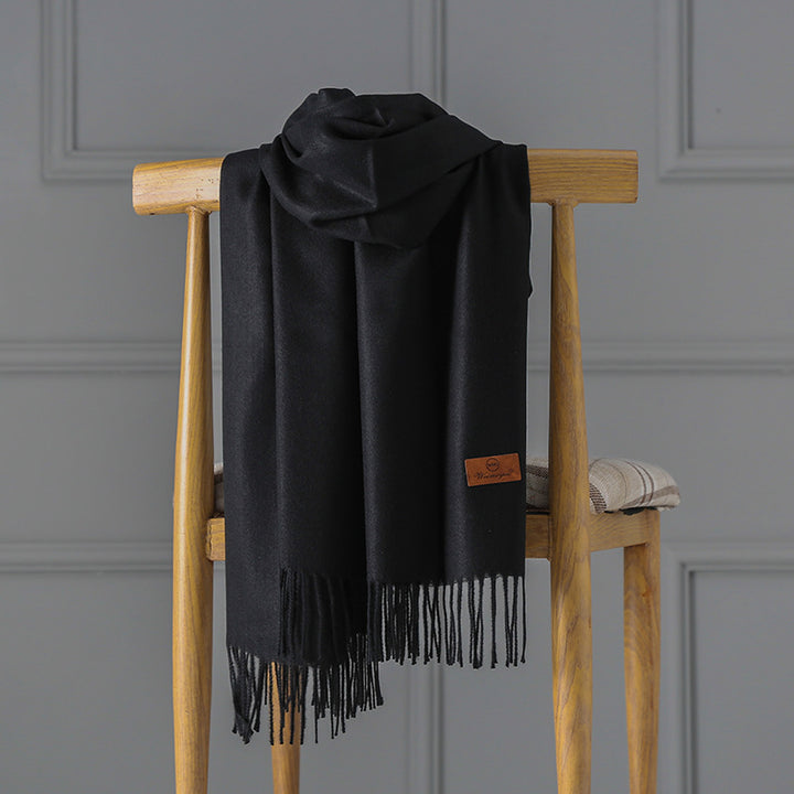Cashmere scarf with fringes, 70x200 cm, thickened