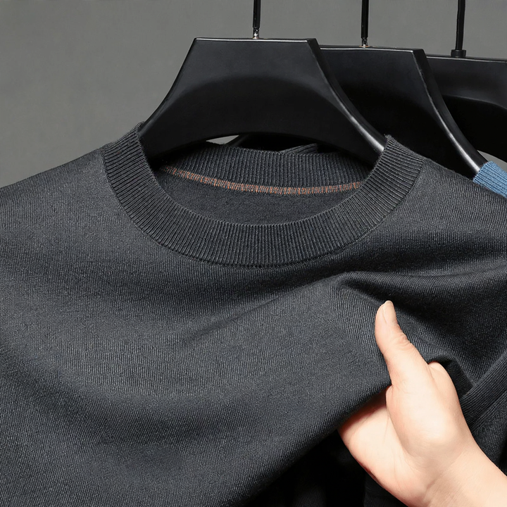 Men's wool pullover, round neck or stand-up collar, 100% wool