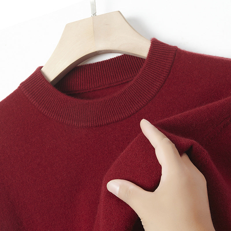 Men's cashmere sweater, crew neck, solid color