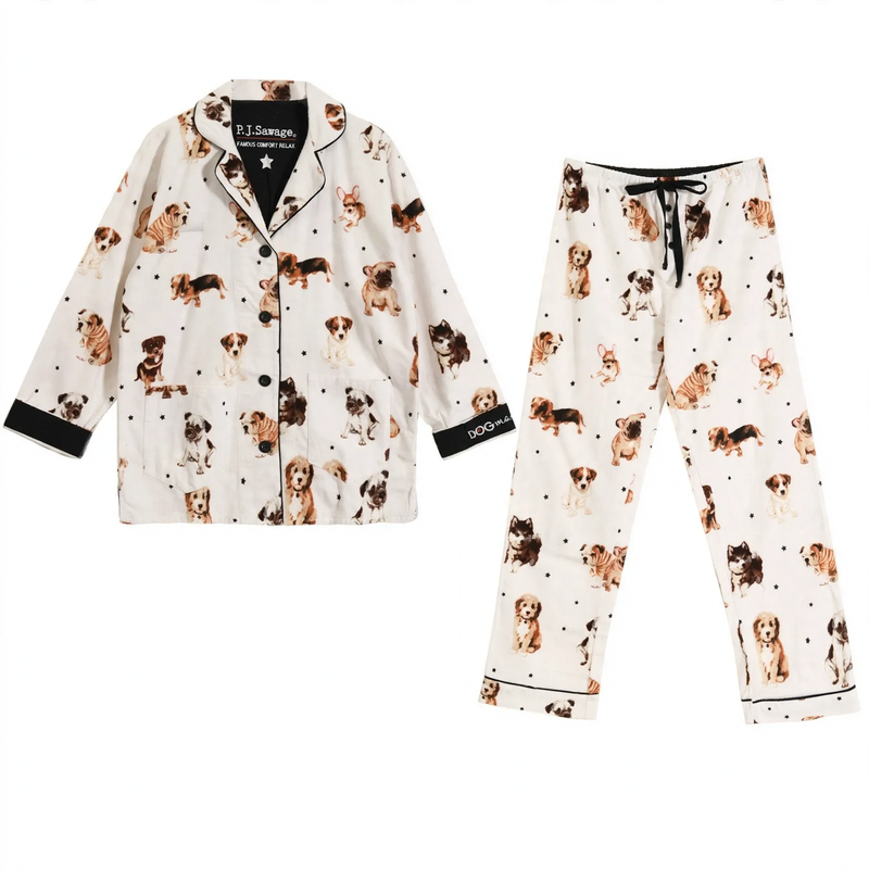 Women's pajamas, cotton, brushed on both sides, versatile