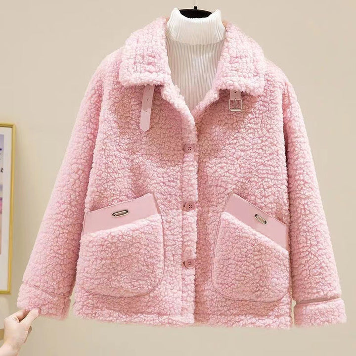 Lamb fleece imitation jacket for women, autumn and winter