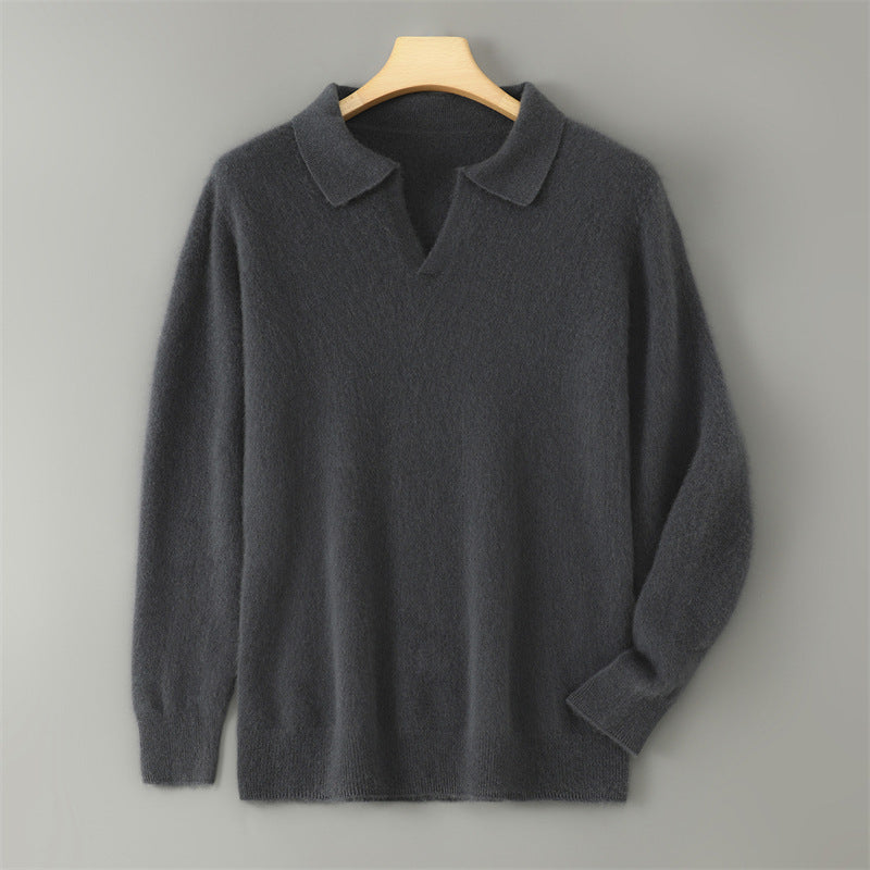 Men's wool sweater with collar, business casual